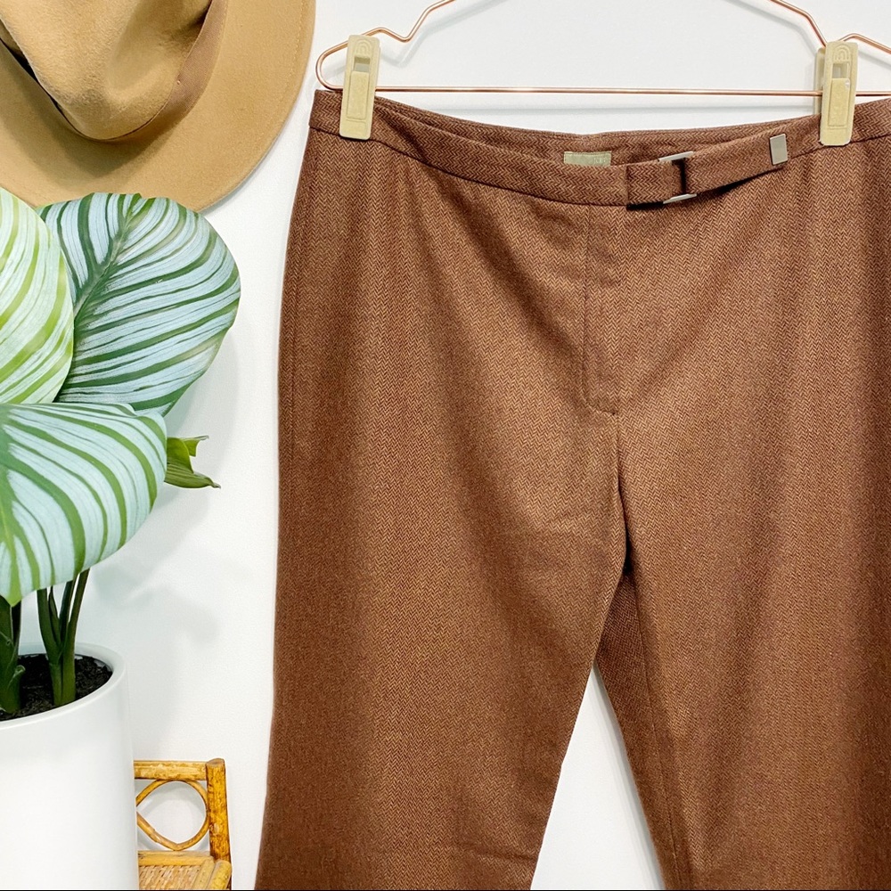 j.crew | herringbone wool rust brown wide leg trousers 12